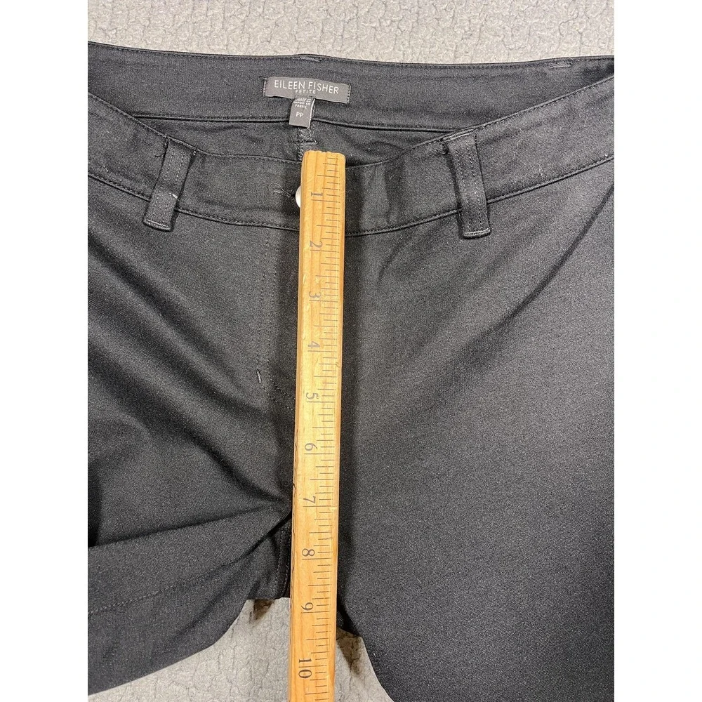 Eileen Fisher Pants Womens PP Black Ponte Skinny Ankle Zip‎ Pockets Stretch